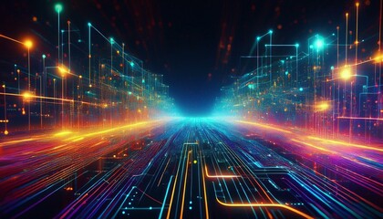 Neural network illustration of Big data and cybersecurity and Data stream business concept