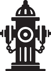 Black and White Fire Hydrant Silhouette with Chains Vector Art
