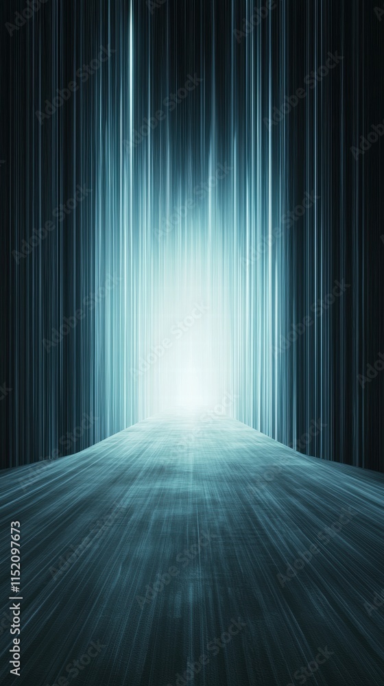 Poster vertical flow of glowing pulses in a seamless abstract light path