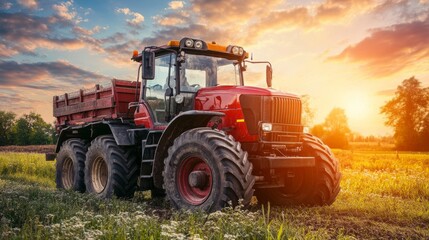 Fototapeta premium Rustic Tractor in Early Morning Countryside Light