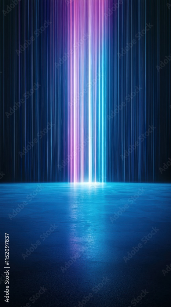 Poster Floating Neon Grids with Vertical Cascading Brilliance in Dynamic Colors