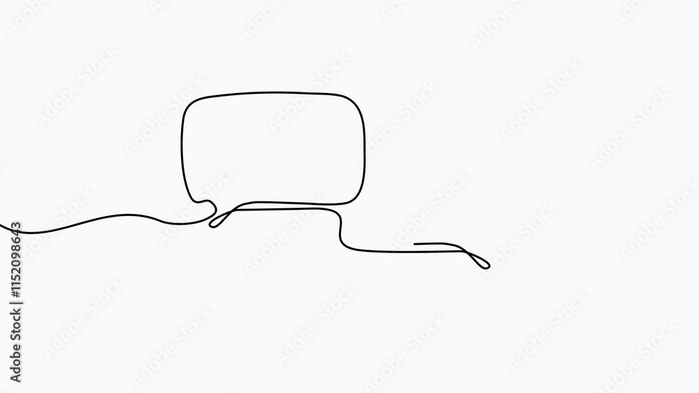Poster animated speech bubbles continuous line drawing. dialogue sign animation. chat linear symbol video.