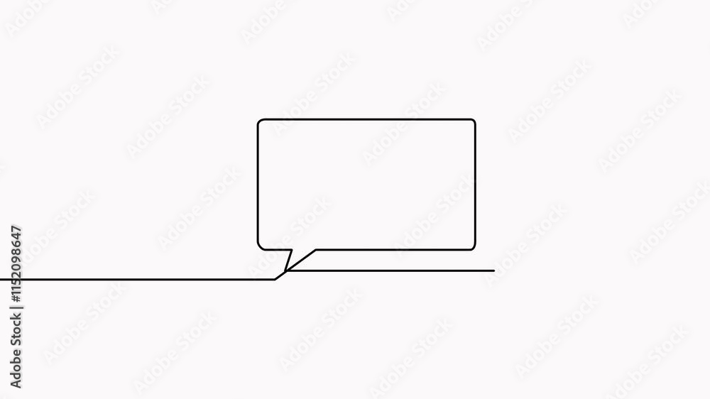 Poster speech bubble continuous one line drawing animation. chat linear symbol animated video. dialogue sig