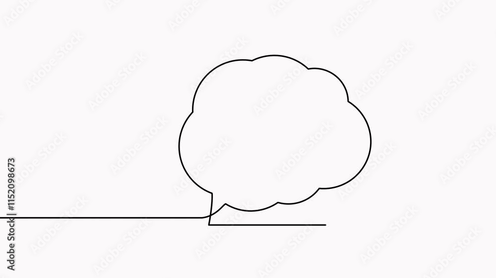 Poster speech bubble continuous one line drawing animation. chat linear symbol animated video. dialogue sig