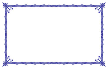 Blue Thai pattern vintage frame, picture frame for text, temple