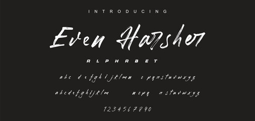 Obraz premium Abstract Marker Brush Font, Beach and Surf Font, include Uppercase and Lowercase Symbols