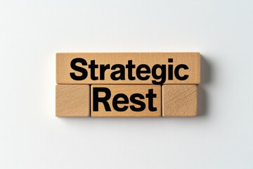 Strategic Rest Concept: Wooden Blocks Highlighting Work-Life Balance and Mindful Productivity in Modern Work Environments