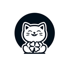 Cat cartoon with a clover