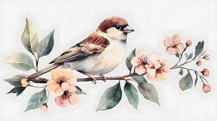  "Boho Sparrows: A Pastel Watercolor Charm"
