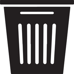 Simple Black Silhouette Trash Can Icon Design