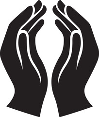Detailed Silhouette Illustration of Two Protective Hands