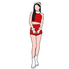 Vector Illustration Korean Pop Girl Christmas outfit 