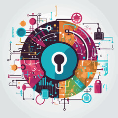 Obraz premium System icon for internet security design - colorful illustration