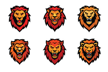 Obraz premium Lion Head mascot icon set vector illustration