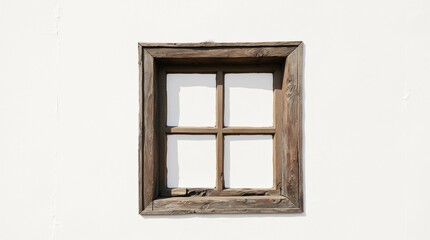 Old Vintage Wooden Window Isolated on White Background.