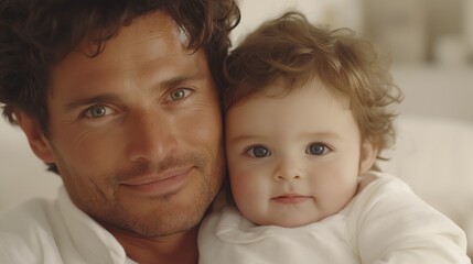 A parent and child share a tender moment, with the parent hugging the child closely, both smiling warmly at the camera