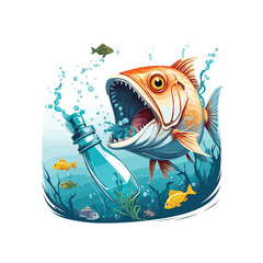 Vector Illustrations of Plastic Pollution in the Environment