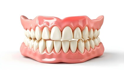 Fototapeta premium A set of dentures or false teeth white and well-aligned with a natural-looking gum line