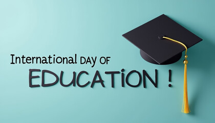 International Day of Education Banner:  Teal Background"
