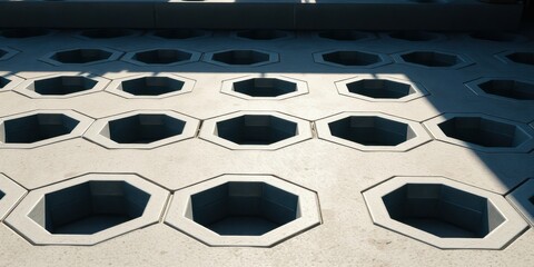 Obraz premium A Geometric Pattern of Octagons Creates a Subtle and Repeating Design on a Concrete Surface