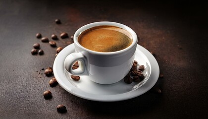 espresso in a white cup on a darkish history