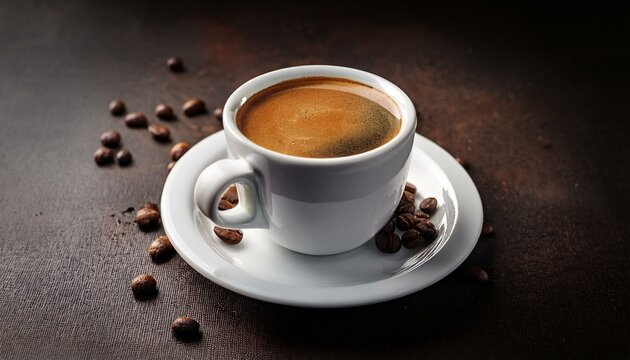 espresso in a white cup on a darkish history