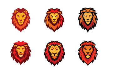 Lion Head mascot icon set vector illustration