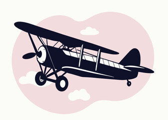 Engraved Airplane. Air Transportation in Vintage Style.  Travel Illustration. Engraved in Old Sketch Style, Retro transport.