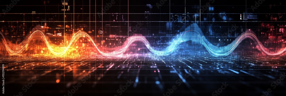 Poster Colorful Telecommunications Background Of Abstract Waves And Signals With Subtle Blur For Depth