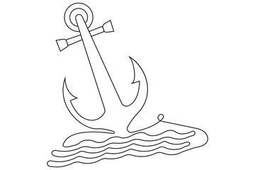 
Ship anchor continuous line drawing and minimalist style isolate outline vector icon


