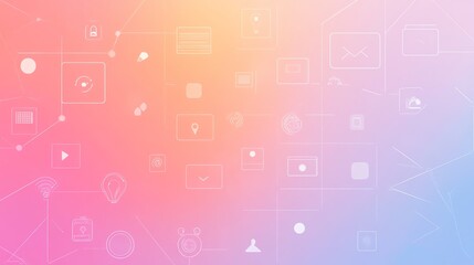 Obraz premium A vibrant abstract background featuring digital icons and symbols, perfect for technology and communication themes.