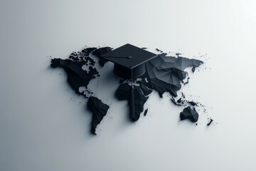 A minimalist representation of a graduation cap above a globe, symbolizing the global reach of education. The design is clean and modern with subtle gradients and soft lines.