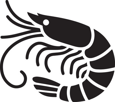Shrimp Silhouette Seafood Design Vector for Culinary Branding