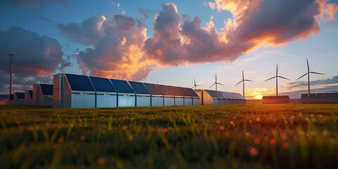 Solar-Powered Sustainable Village with Windmills Driving Green Energy Revolution Eco-Friendly Village View Powered by Solar Energy and Sustainable Windmills