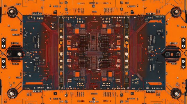 A zoomed-in image of a digital microchip layout, showing its compact and efficient design for modern electronic devices