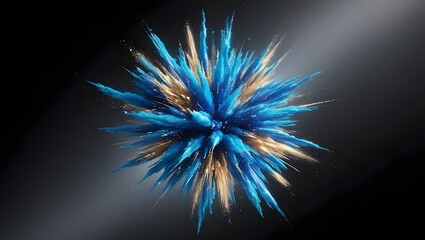 Fototapeta premium Dynamic Blue and Gold Color Burst, an explosion of vibrant hues against a dark background. A captivating visual spectacle.