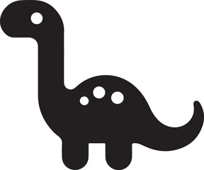 Adorable Black Silhouette Dinosaur Illustration for Kids