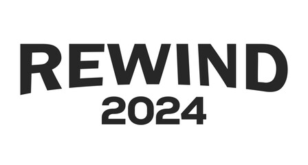 2024 year rewind isolated on black background. Creative design.