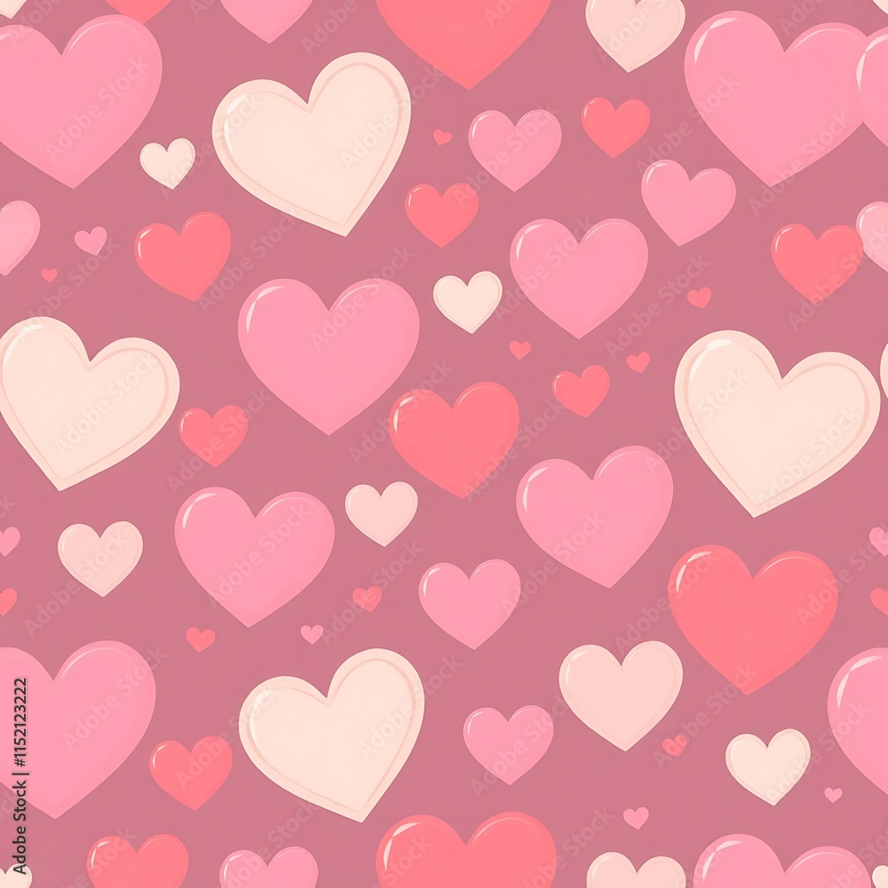 Poster pink and red hearts seamless pattern: this seamless pattern features a charming array of pink and re
