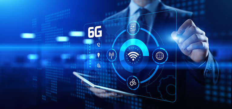 6G Six generation high speed mobile internet wireless  connection. - Powered by Adobe