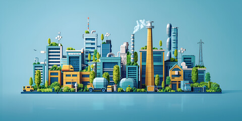 Solar-Powered Sustainable Village with Windmills Driving Green Energy Revolution Eco-Friendly Village View Powered by Solar Energy and Sustainable Windmills