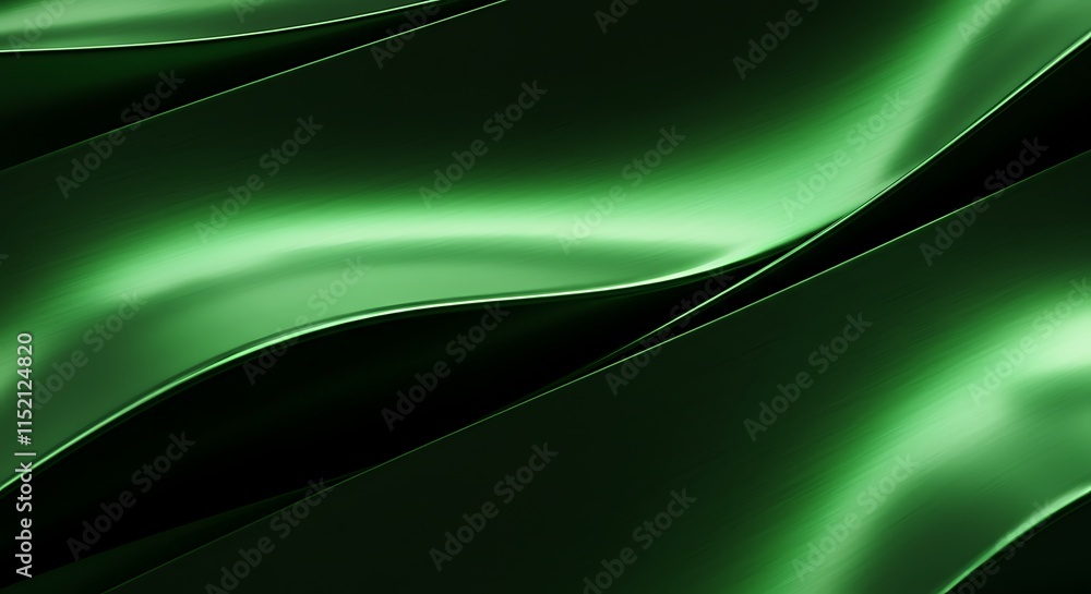 Aufkleber smooth green metallic curves. abstract 3d background design with texture.
