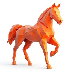 Obraz premium Dynamic orange horse sculpture studio 3d art creative perspective