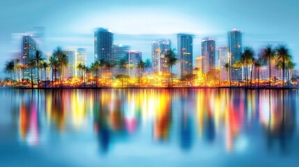 Fototapeta premium Candlelight City Skyline with Motion Blur Effects
