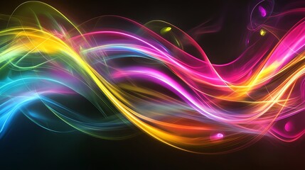 Fototapeta premium Vibrant flowing waves of colorful light create a dynamic and energetic visual experience.