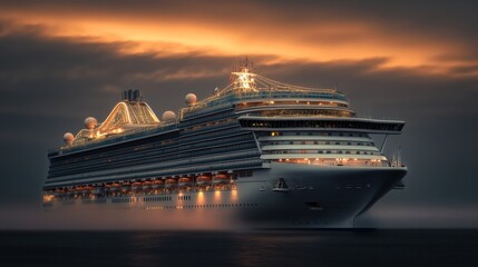 Majestic Ship at Golden Hour with Long Exposure