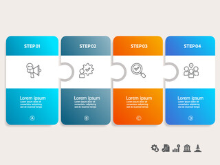 simple infographics timeline business workflow background with business icon 4 steps for report, presentation