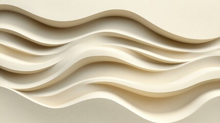 Obraz premium Textured waves of creamy paper create a harmonious and modern background perfect for various design projects.