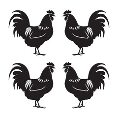 Chicken Silhouette, Vector EPS10 Illustration Vector black silhouette of a hen on a white background.