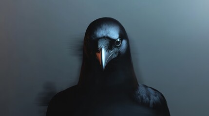 Imbolc Mysterious raven portrait on a moody background for wildlife art and design